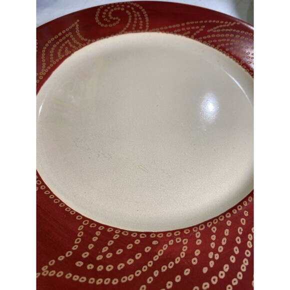 Pier 1 Imports Matira Dinner Plates - Set of 2 - 10.5” Stoneware Red Cream - Picture 3 of 9